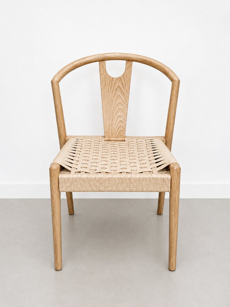 Silla Onda en natural con asiento de fibras naturales