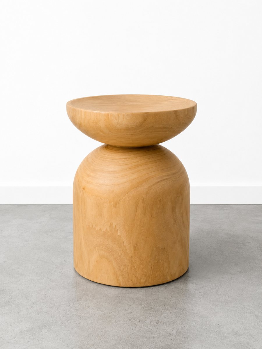 Mesa Auxiliar Aro en madera maciza, color natural
