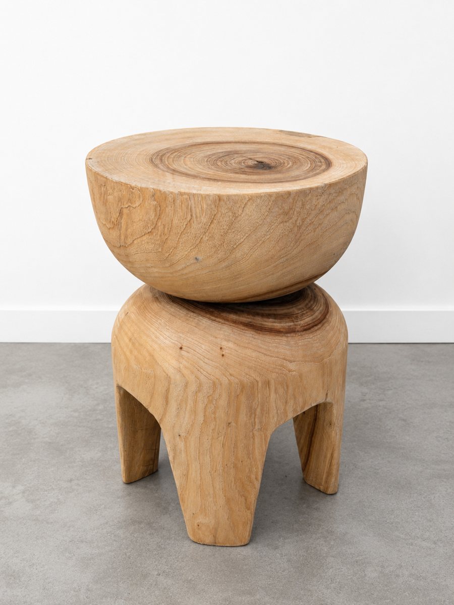 Mesa Auxiliar Évora en madera maciza de forma rústica